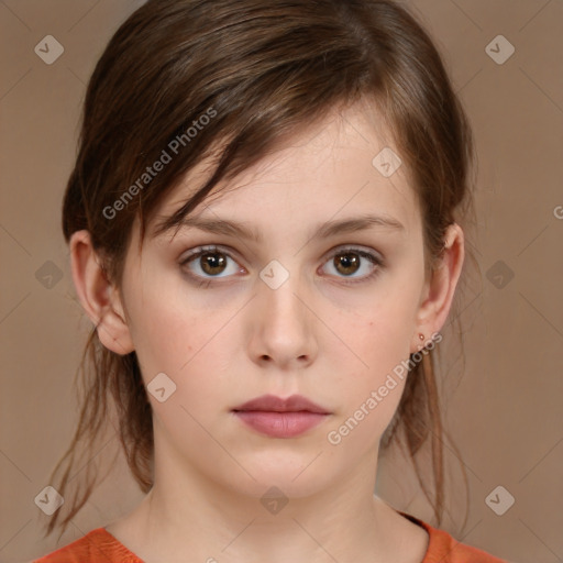 Neutral white child female with medium  brown hair and brown eyes