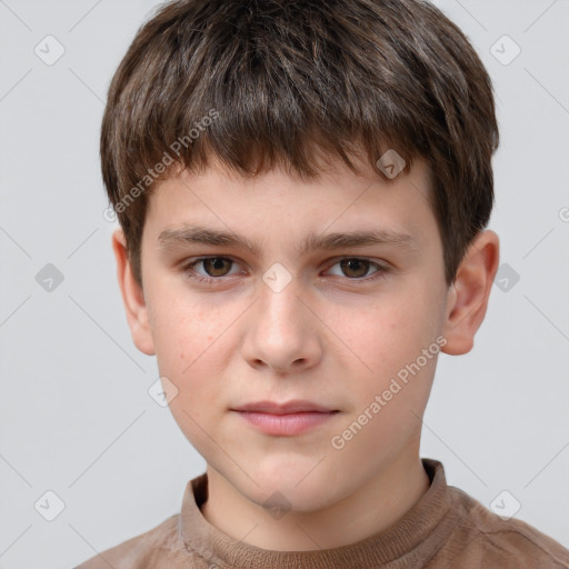 Neutral white child male with short  brown hair and brown eyes