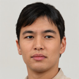 Neutral asian young-adult male with short  brown hair and brown eyes