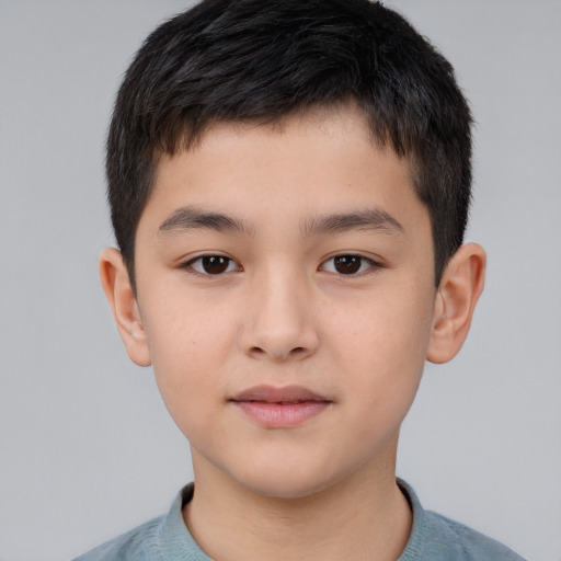 Neutral white child male with short  brown hair and brown eyes