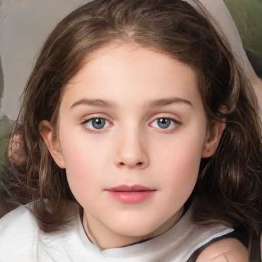 Neutral white child female with medium  brown hair and brown eyes