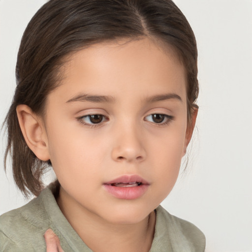 Neutral white child female with medium  brown hair and brown eyes