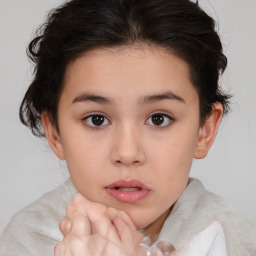 Neutral white child female with short  brown hair and brown eyes