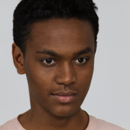 Neutral black young-adult male with short  brown hair and brown eyes