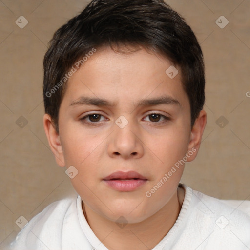 Neutral white child male with short  brown hair and brown eyes