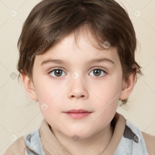 Neutral white child female with medium  brown hair and brown eyes