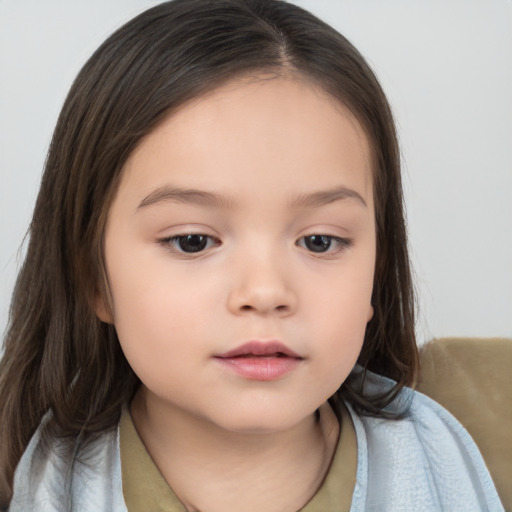 Neutral white child female with medium  brown hair and brown eyes