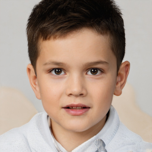 Neutral white child male with short  brown hair and brown eyes