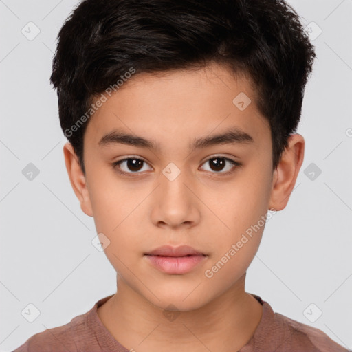 Neutral white child male with short  brown hair and brown eyes