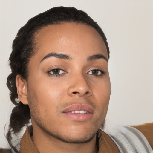 Neutral latino young-adult male with short  brown hair and brown eyes
