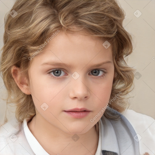 Neutral white child female with medium  brown hair and brown eyes