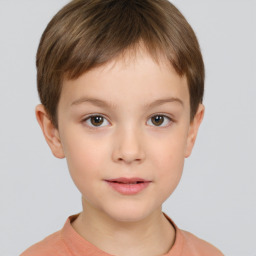 Neutral white child male with short  brown hair and brown eyes