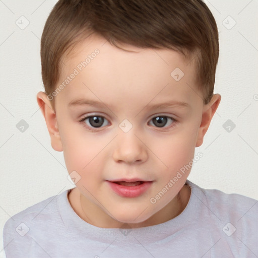 Neutral white child male with short  brown hair and brown eyes