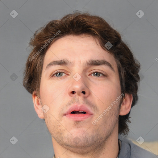 Neutral white adult male with short  brown hair and brown eyes