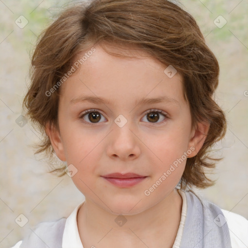 Neutral white child female with medium  brown hair and brown eyes