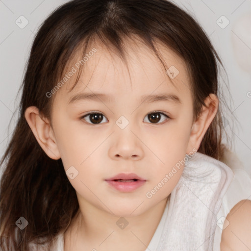 Neutral white child female with medium  brown hair and brown eyes