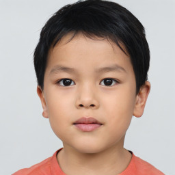 Neutral asian child male with short  brown hair and brown eyes