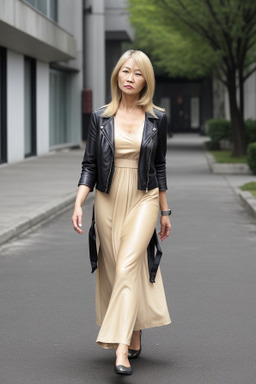 Chinese middle-aged female with  blonde hair