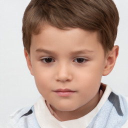 Neutral white child male with short  brown hair and brown eyes