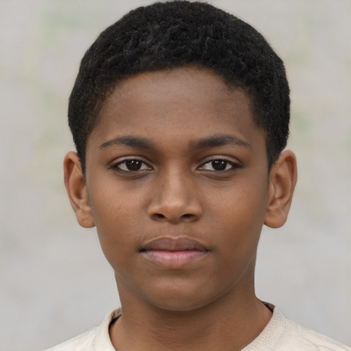 Neutral black child female with short  brown hair and brown eyes