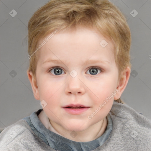 Neutral white child male with short  brown hair and blue eyes