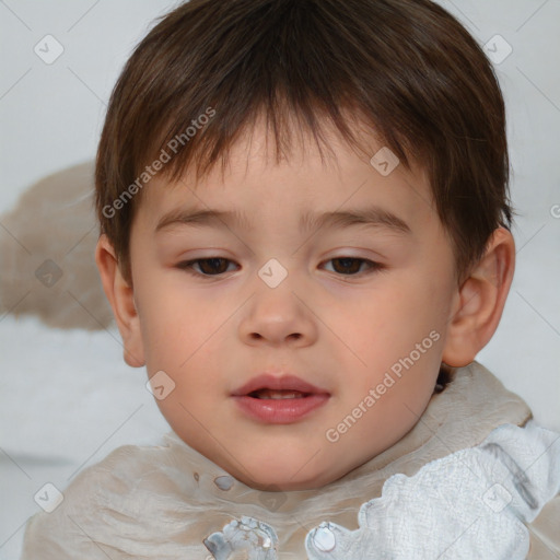 Neutral white child male with short  brown hair and brown eyes