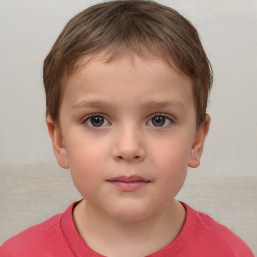 Neutral white child male with short  brown hair and brown eyes