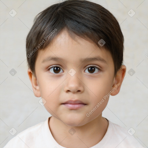 Neutral white child male with short  brown hair and brown eyes