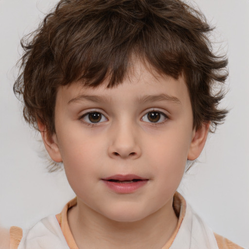 Neutral white child male with medium  brown hair and brown eyes