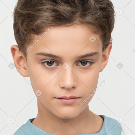 Neutral white child male with short  brown hair and brown eyes