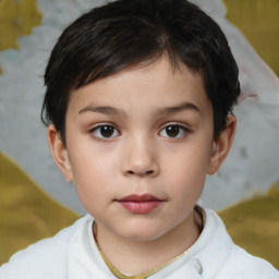 Neutral white child female with short  brown hair and brown eyes