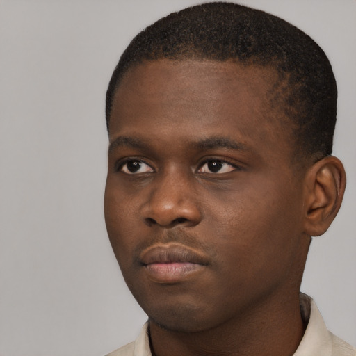 Neutral black young-adult male with short  brown hair and brown eyes