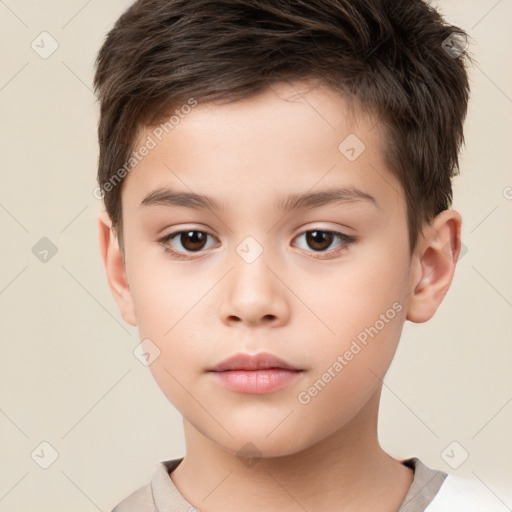 Neutral white child male with short  brown hair and brown eyes