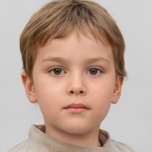 Neutral white child male with short  brown hair and grey eyes