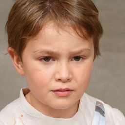 Neutral white child female with short  brown hair and brown eyes