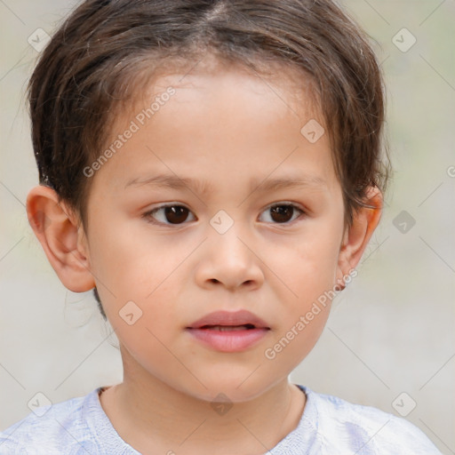 Neutral white child female with medium  brown hair and brown eyes