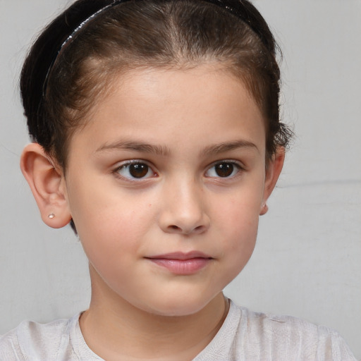 Neutral white child female with short  brown hair and brown eyes