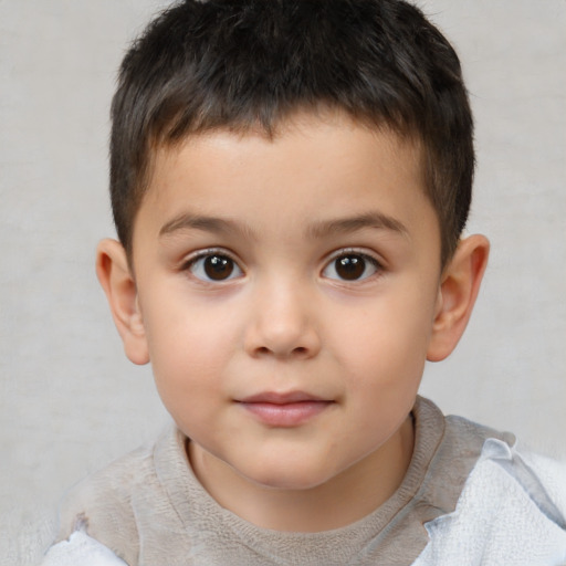 Neutral white child male with short  brown hair and brown eyes