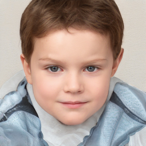 Neutral white child male with short  brown hair and blue eyes