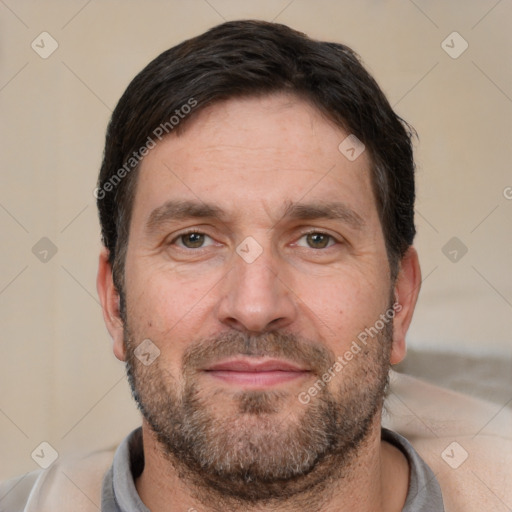 Neutral white adult male with short  brown hair and brown eyes