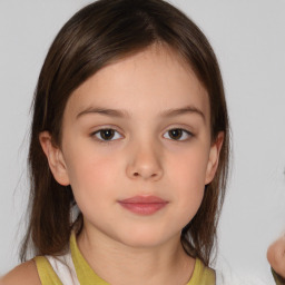 Neutral white child female with medium  brown hair and brown eyes