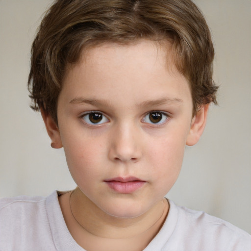 Neutral white child female with short  brown hair and brown eyes