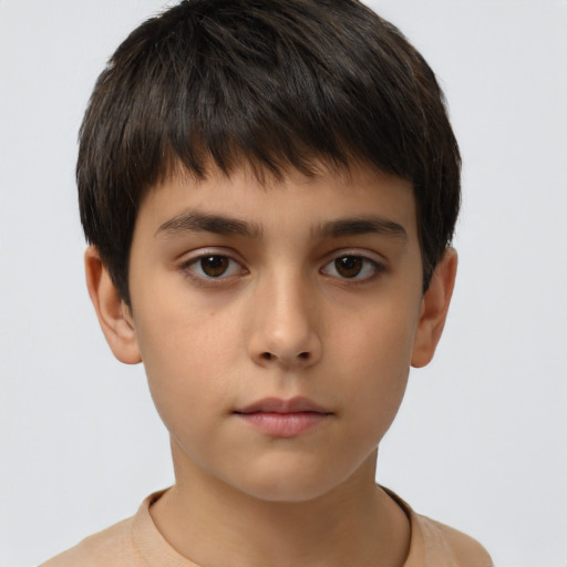 Neutral white child male with short  brown hair and brown eyes