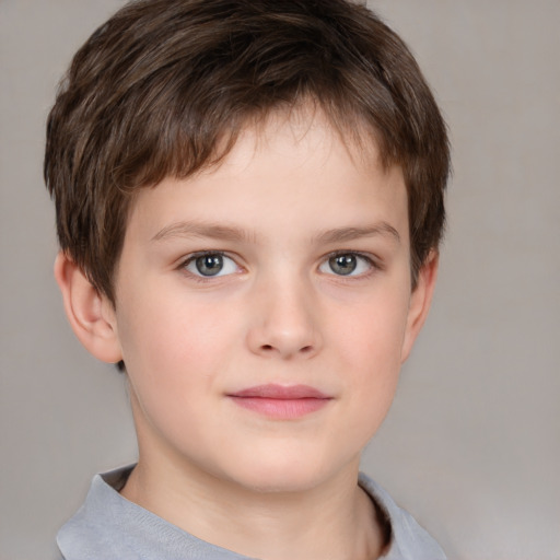 Neutral white child male with short  brown hair and brown eyes