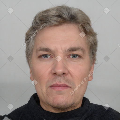 Neutral white adult male with short  brown hair and brown eyes