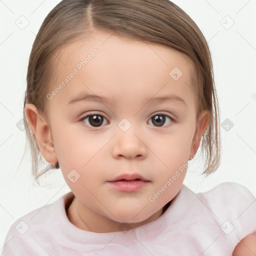 Neutral white child female with medium  brown hair and brown eyes