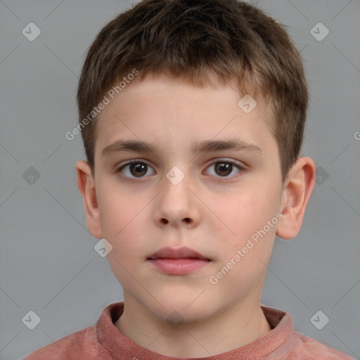 Neutral white child male with short  brown hair and brown eyes