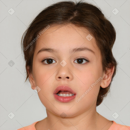 Neutral white child female with medium  brown hair and brown eyes