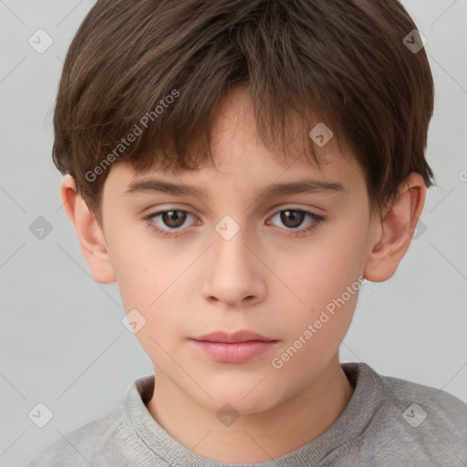 Neutral white child female with short  brown hair and brown eyes