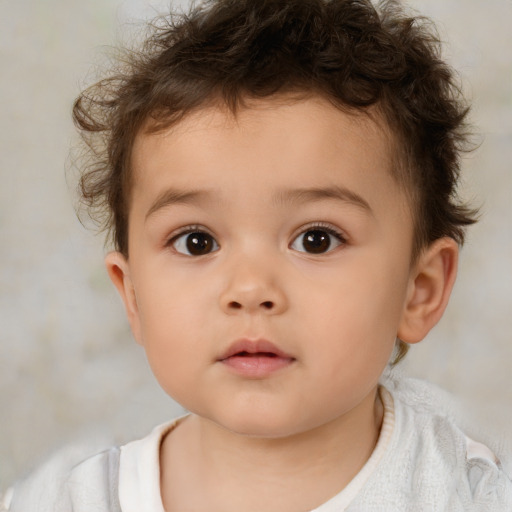 Neutral white child male with short  brown hair and brown eyes